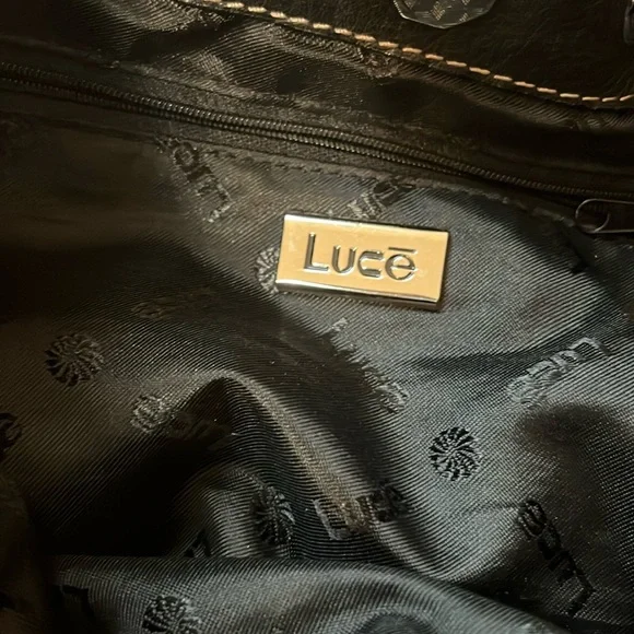 Luce genuine leather purse shoulder hand bag medium black bucket cinch style - Picture 11 of 16